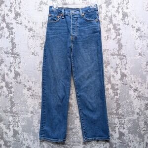 Levis Ribcage Straight Ankle Jeans Womens 25 Medium Wash Button Fly
